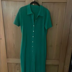 Commense Teal Button-Up Midi Dress